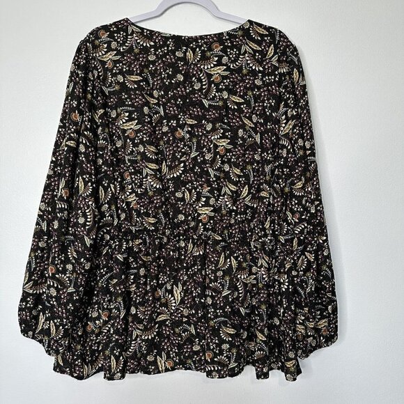 Lane Bryant Peasant Tunic Top Black Paisley Floral Size 22 - Picture 10 of 11